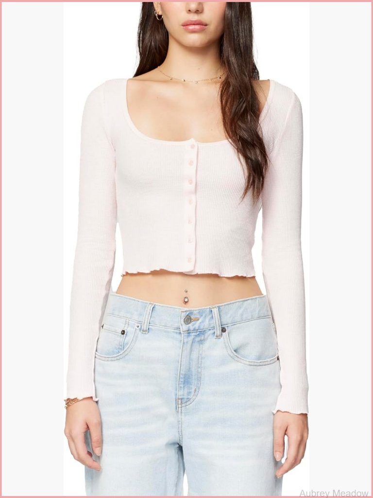 Micro Thermal Cropped Cardigan With Button Closure